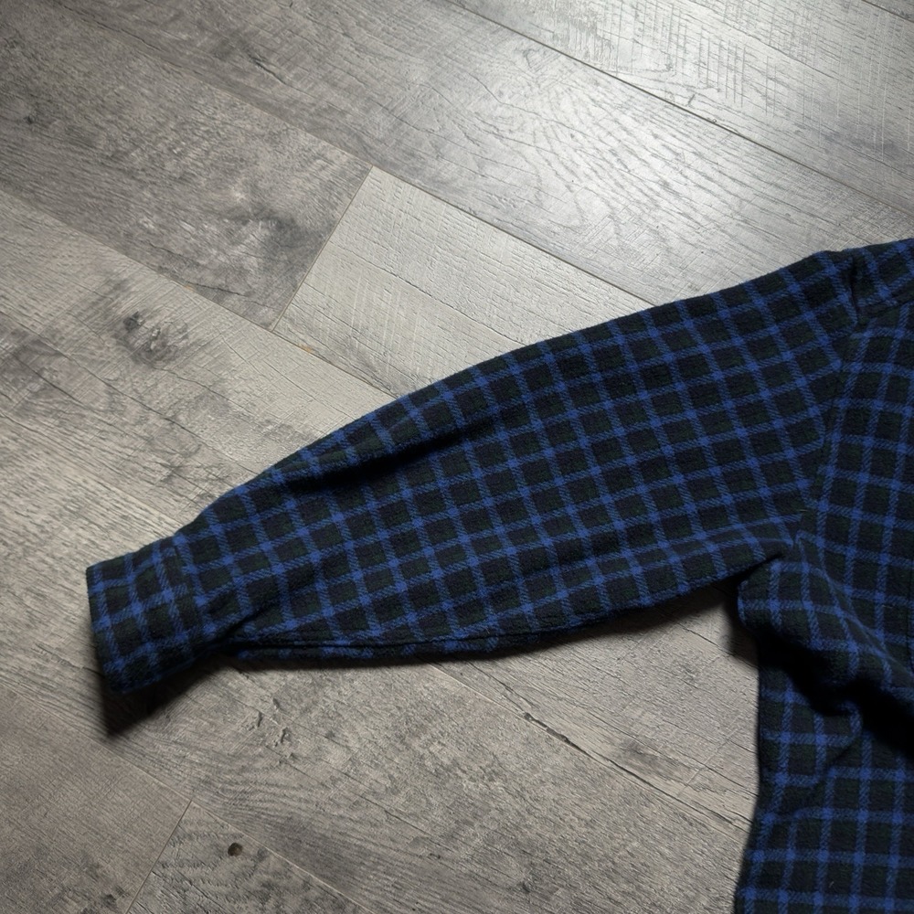 Vintage 90's Old Navy Men's Blue Plaid Italian Wool Blend Shirt Jacket Size 2XL - Picture 7 of 12